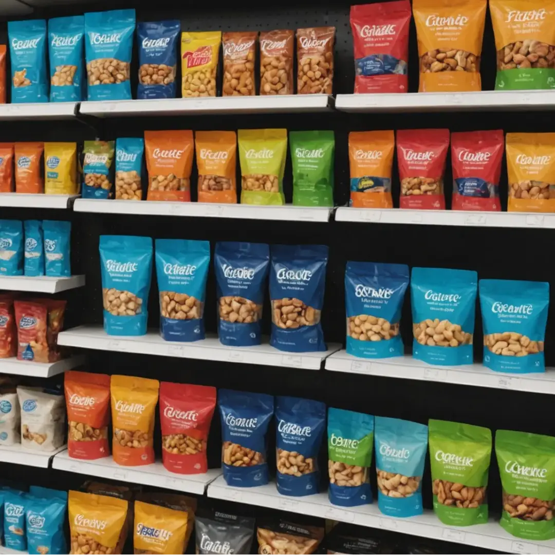 bolsas de pie en estantería