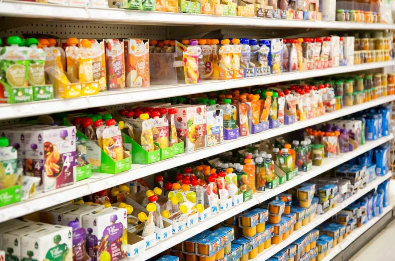 Juice brand spout pouches in supermarkets