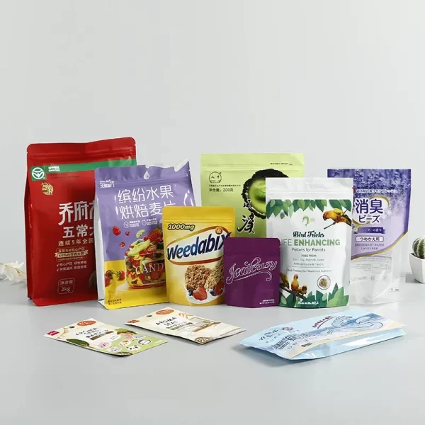 bunch of flexible food packaging bags
