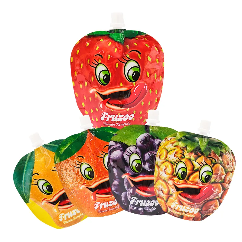 Envases tipo bolsa con boquilla con forma de fruta y diseño personalizado (2)