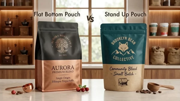 coffee packaging stand up pouch vs flat bottom pouch