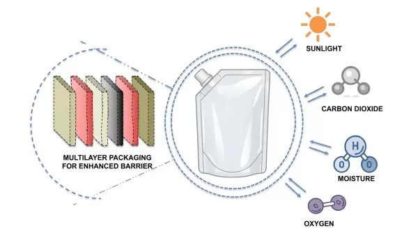 Barrier performance in beverage packaging against oxygen light and aroma loss