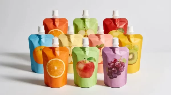 Different beverage spout pouches for juice and liquid drink packaging